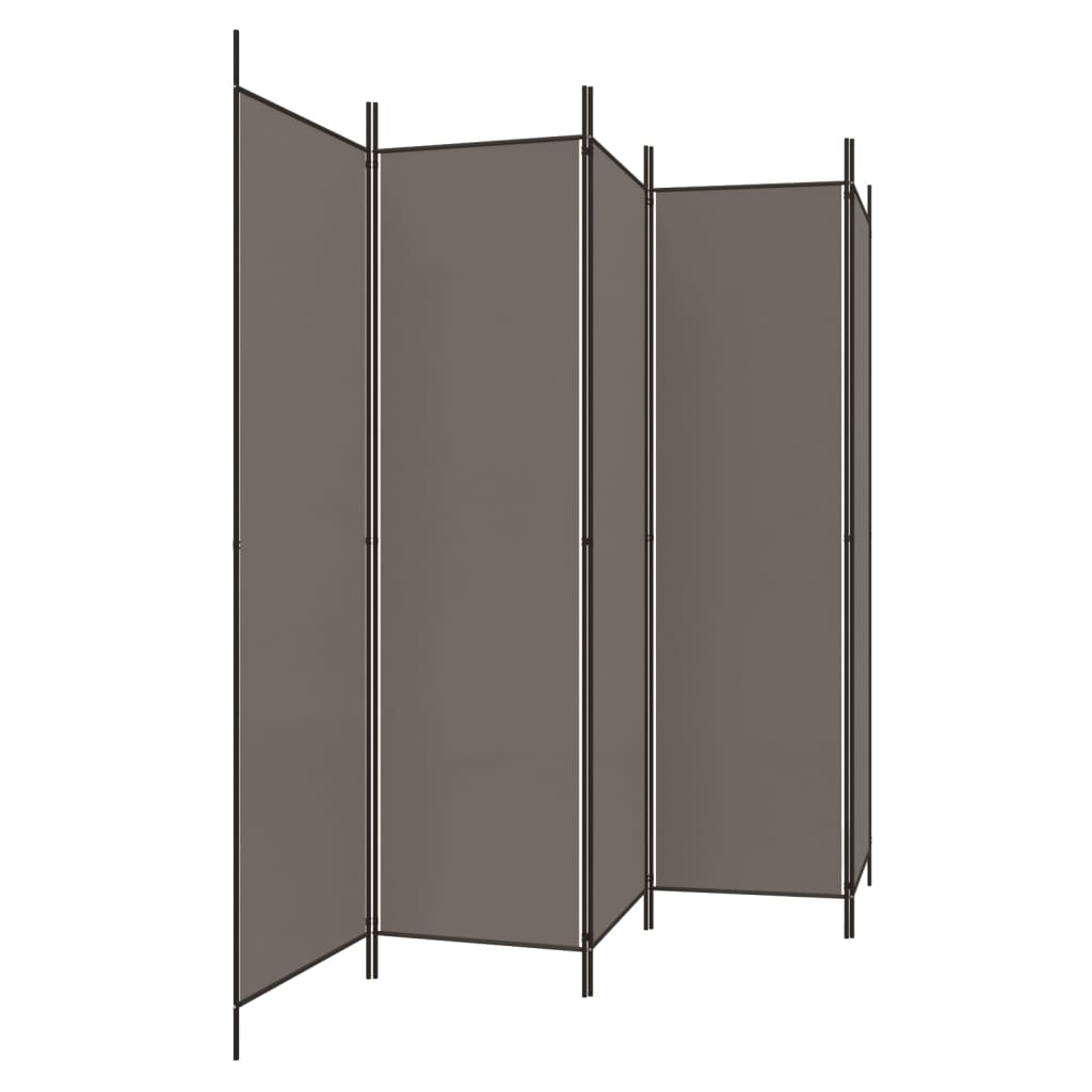 Sobna pregrada s 5 panela antracit 250 x 220 cm od tkanine