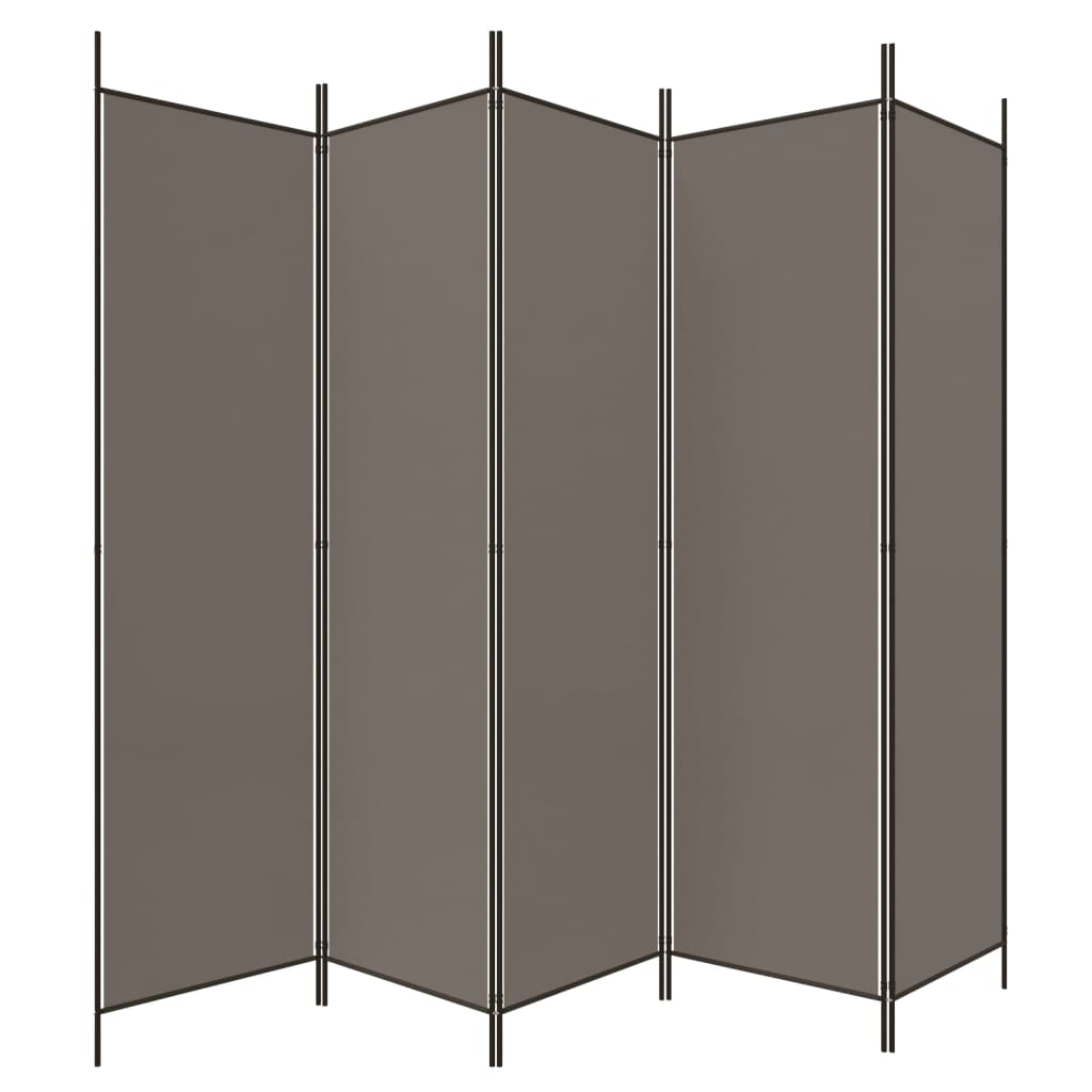 Sobna pregrada s 5 panela antracit 250 x 220 cm od tkanine