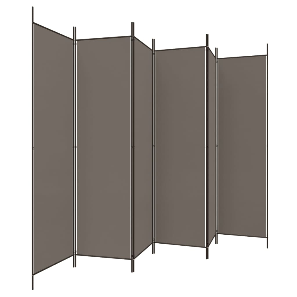 Sobna pregrada s 6 panela antracit 300 x 220 cm od tkanine