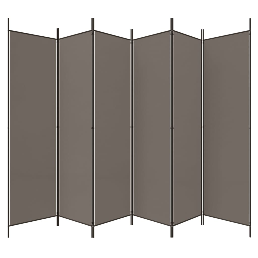 Sobna pregrada s 6 panela antracit 300 x 220 cm od tkanine
