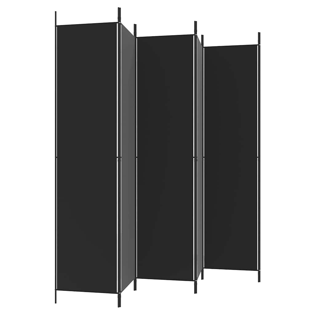 Sobna pregrada s 6 panela crna 300 x 220 cm od tkanine