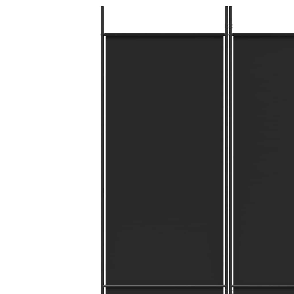 Sobna pregrada s 6 panela crna 300 x 220 cm od tkanine