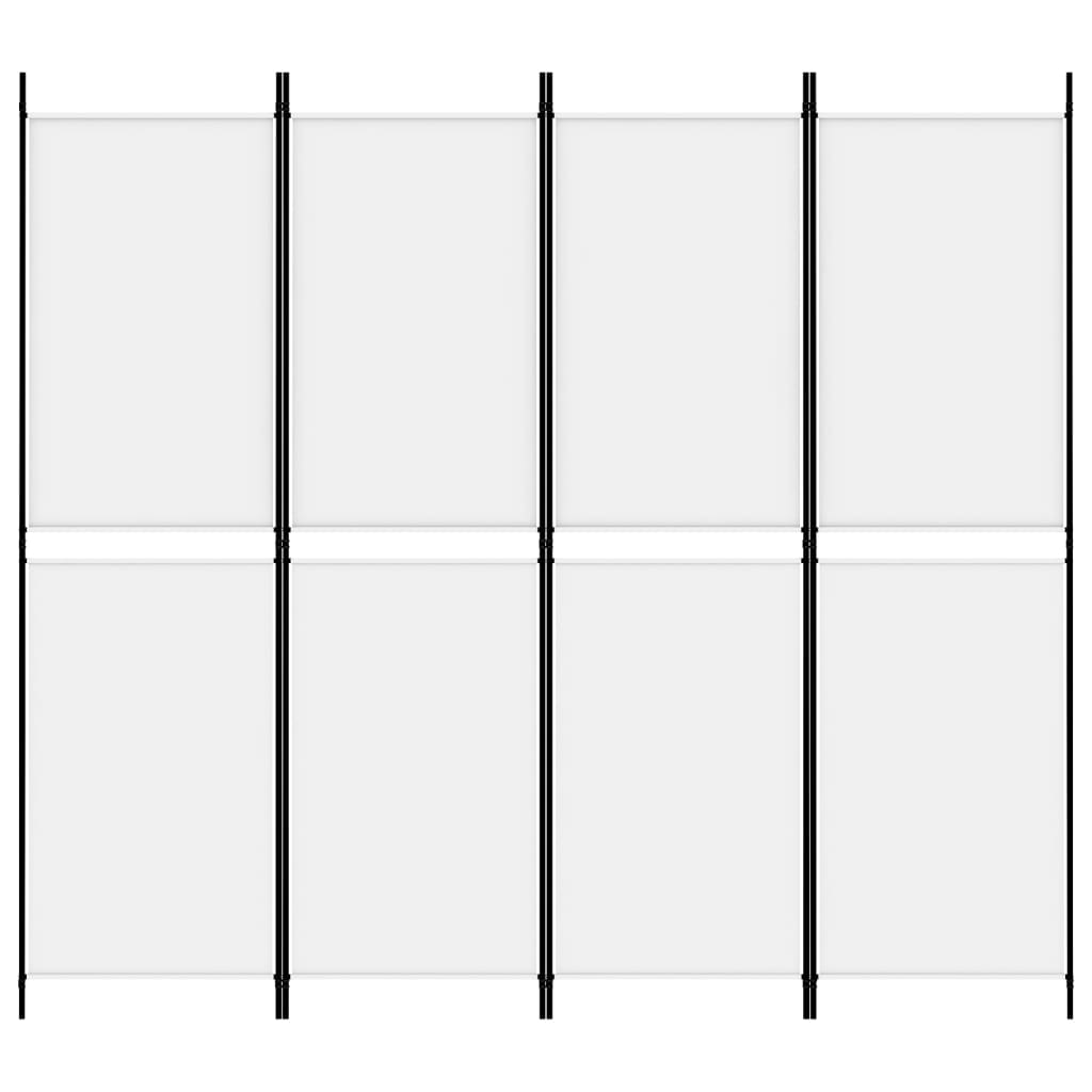 Sobna pregrada s 4 panela bijela 200 x 180 cm od tkanine