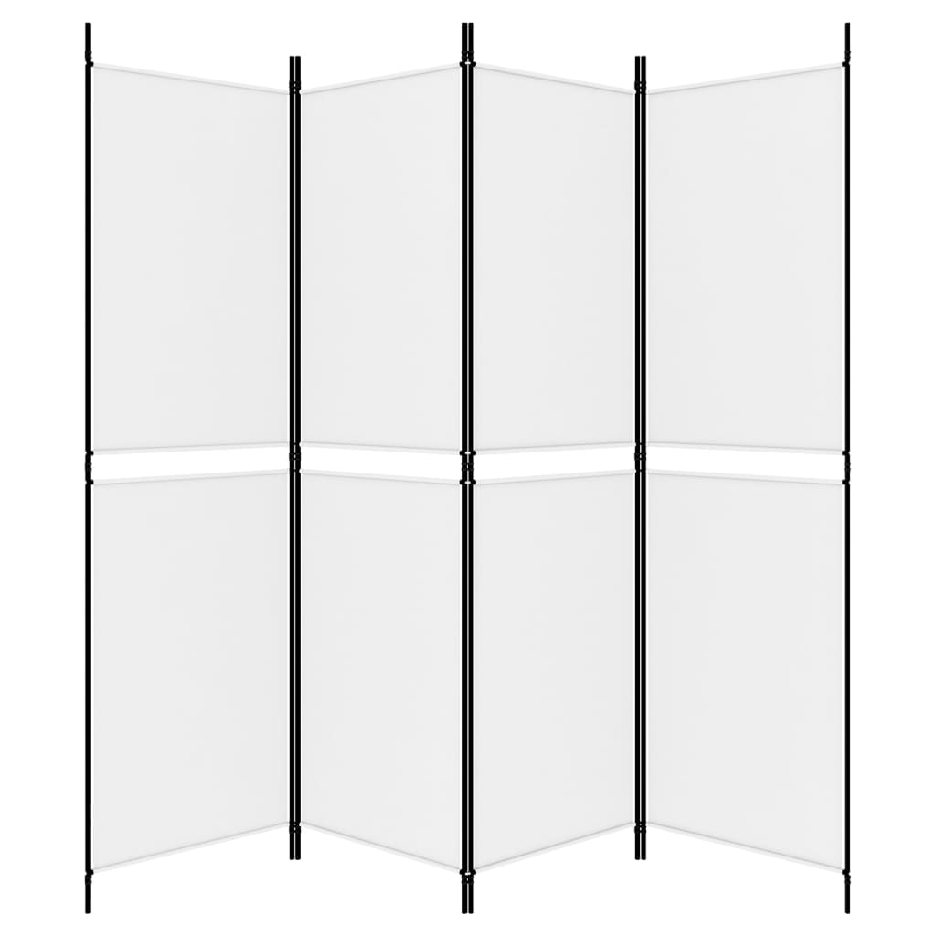 Sobna pregrada s 4 panela bijela 200 x 180 cm od tkanine