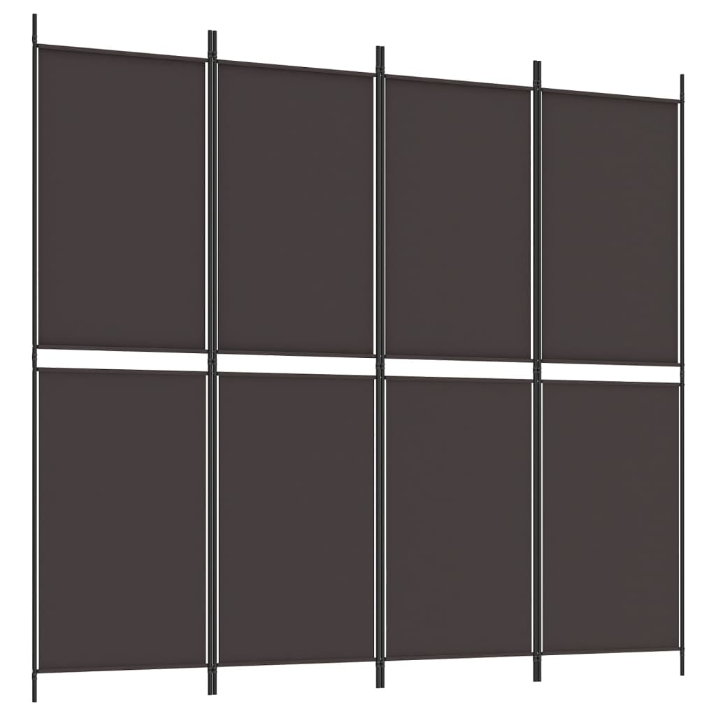 Sobna pregrada s 4 panela smeđa 200x180 cm od tkanine