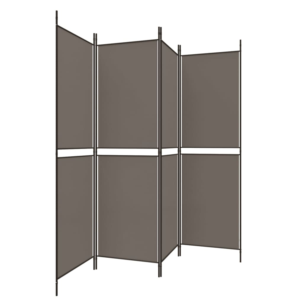 Sobna pregrada s 4 panela antracit 200 x 180 cm od tkanine