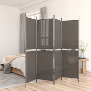 Sobna pregrada s 4 panela antracit 200 x 180 cm od tkanine