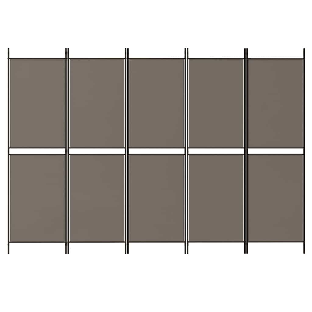 Sobna pregrada s 5 panela antracit 250 x 180 cm od tkanine