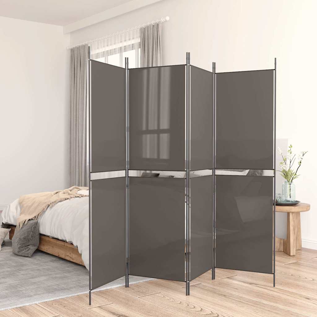 Sobna pregrada s 5 panela antracit 250 x 180 cm od tkanine