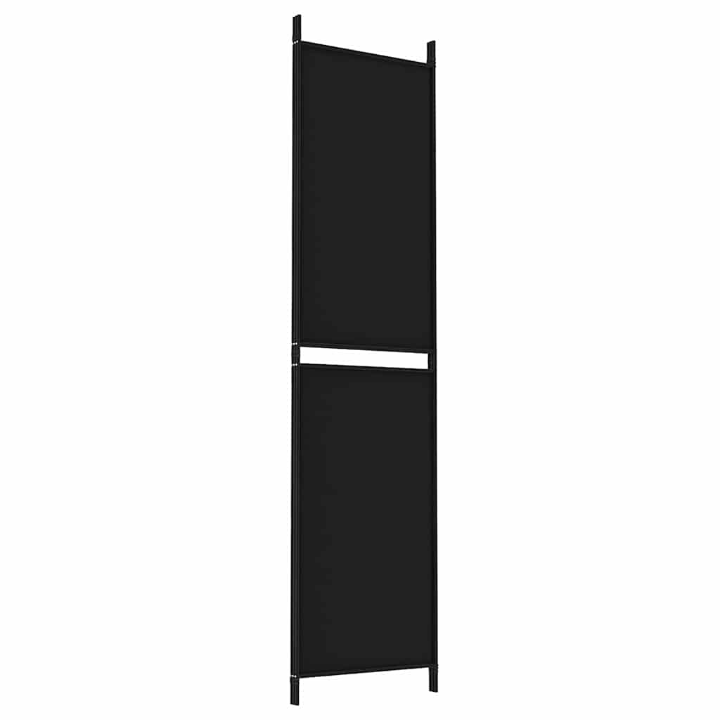 Sobna pregrada s 3 panela crna 150 x 200 cm od tkanine