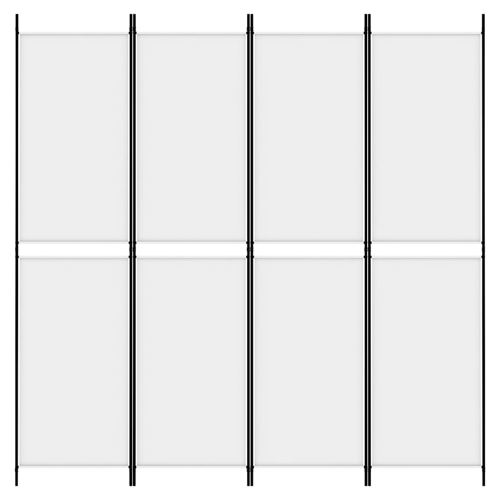 Sobna pregrada s 4 panela bijela 200 x 200 cm od tkanine