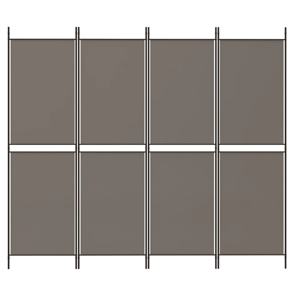 Sobna pregrada s 4 panela antracit 200 x 200 cm od tkanine