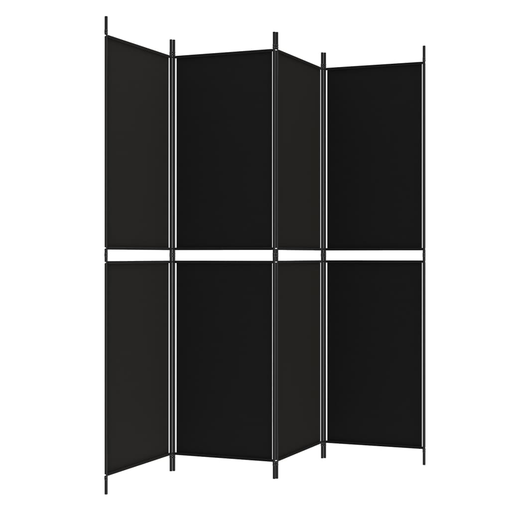 Sobna pregrada s 4 panela crna 200 x 200 cm od tkanine