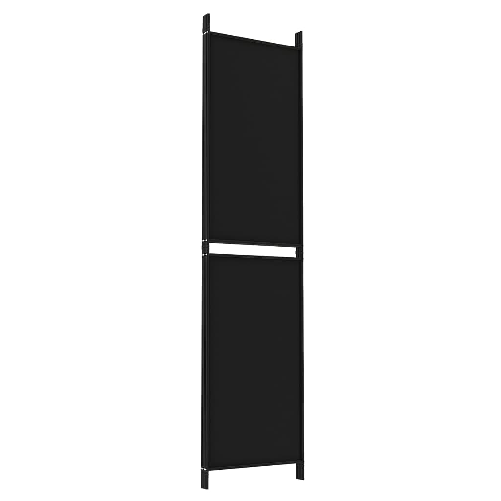 Sobna pregrada s 4 panela crna 200 x 200 cm od tkanine