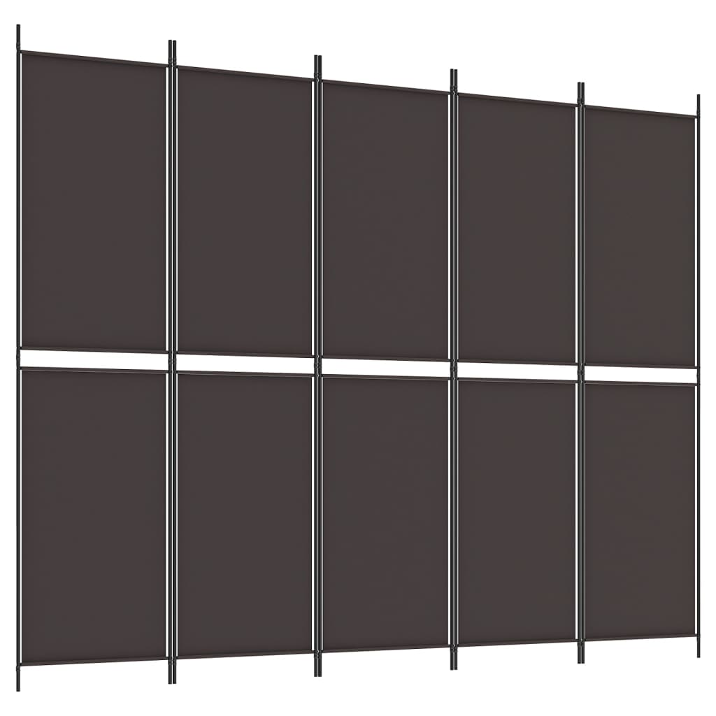 Sobna pregrada s 5 panela smeđa 250 x 200 cm od tkanine