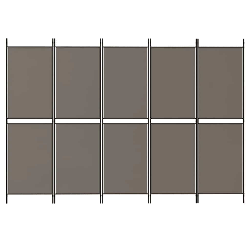 Sobna pregrada s 5 panela Antracit 250 x 200 cm od tkanine