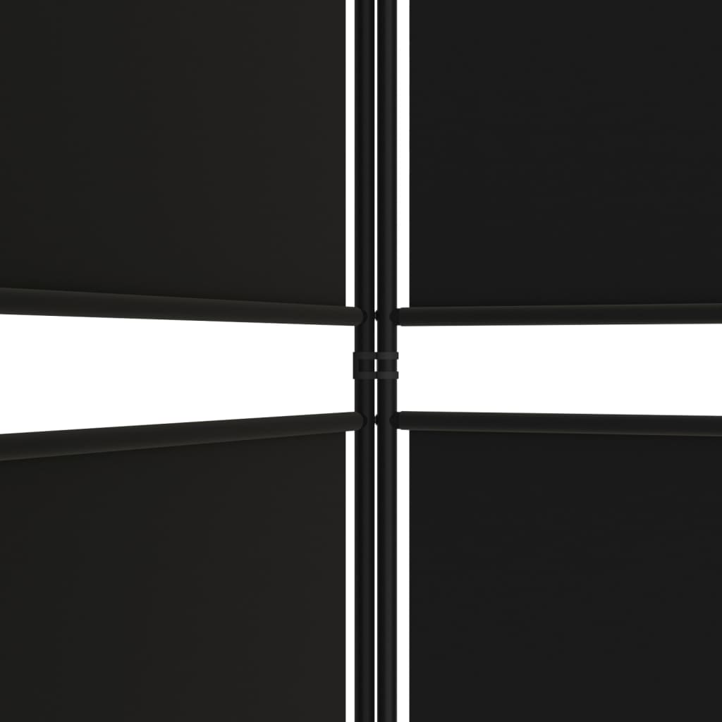 Sobna pregrada s 5 panela crna 250x200 cm od tkanine