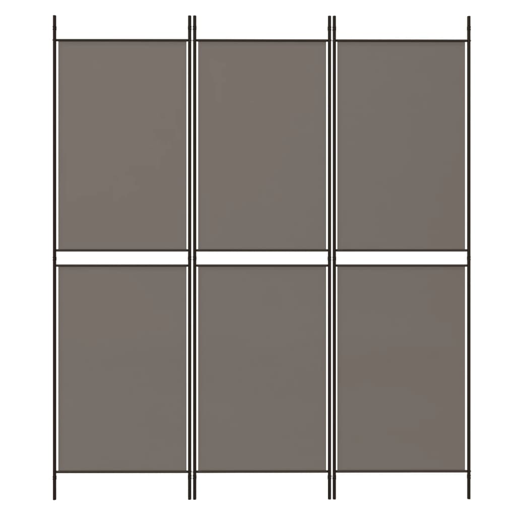 Sobna pregrada s 3 panela antracit 150 x 220 cm od tkanine