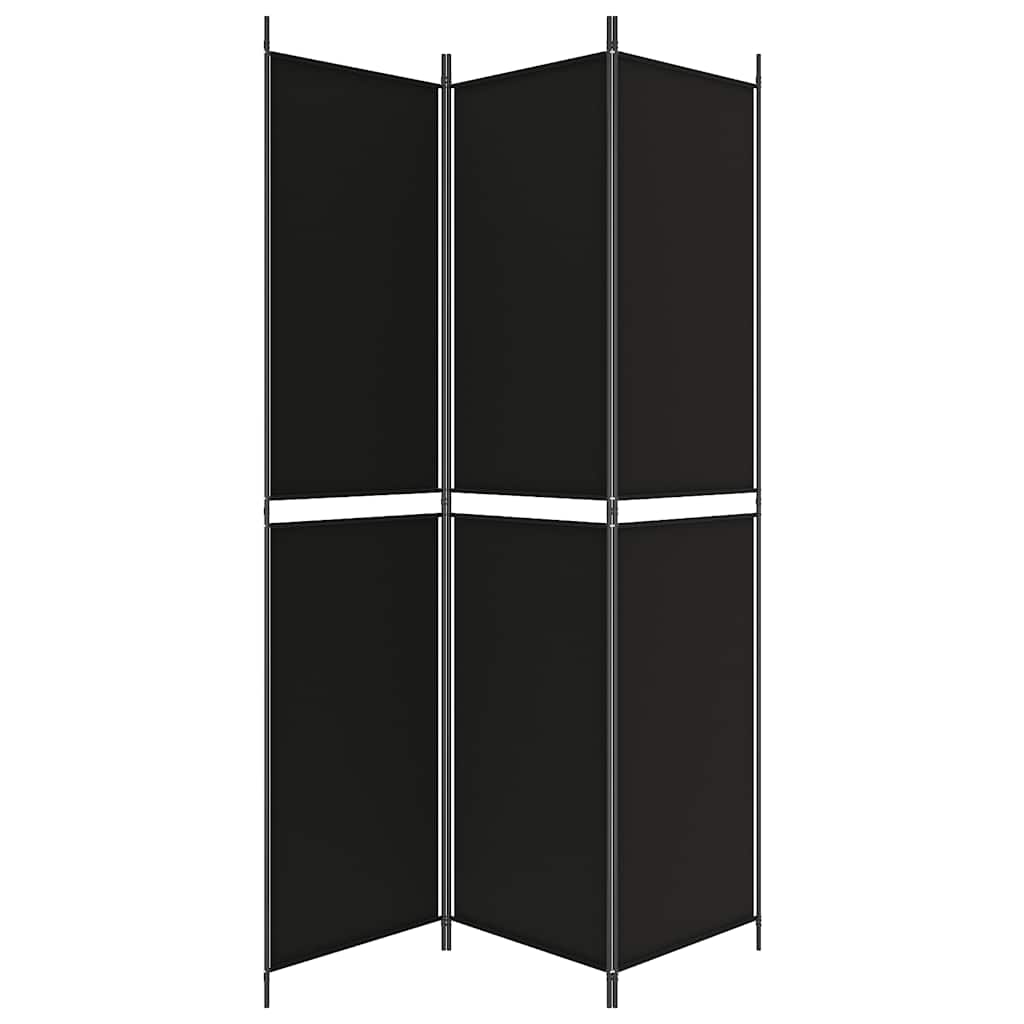 Sobna pregrada s 3 panela crna 150 x 220 cm od tkanine