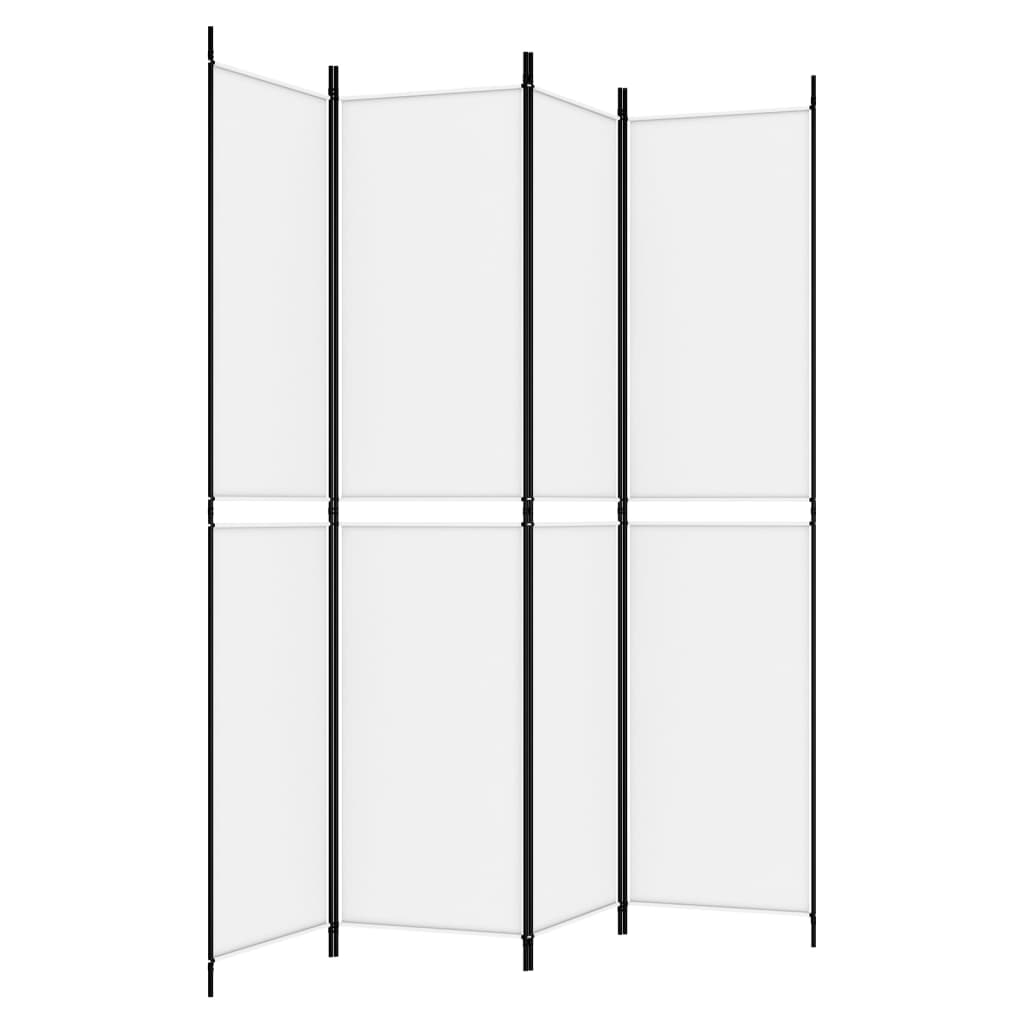 Sobna pregrada s 4 panela bijela 200 x 220 cm od tkanine