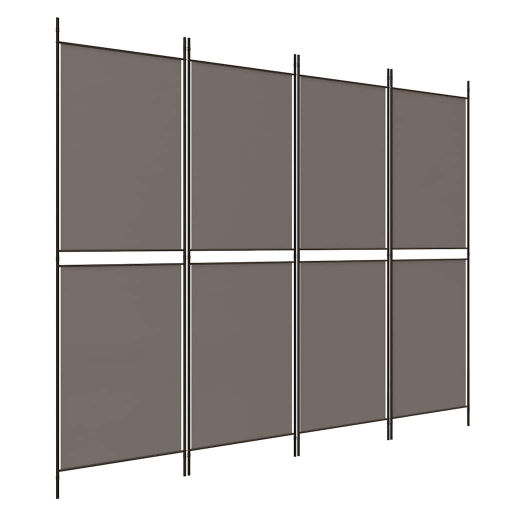 Sobna pregrada s 4 panela antracit 200 x 220 cm od tkanine