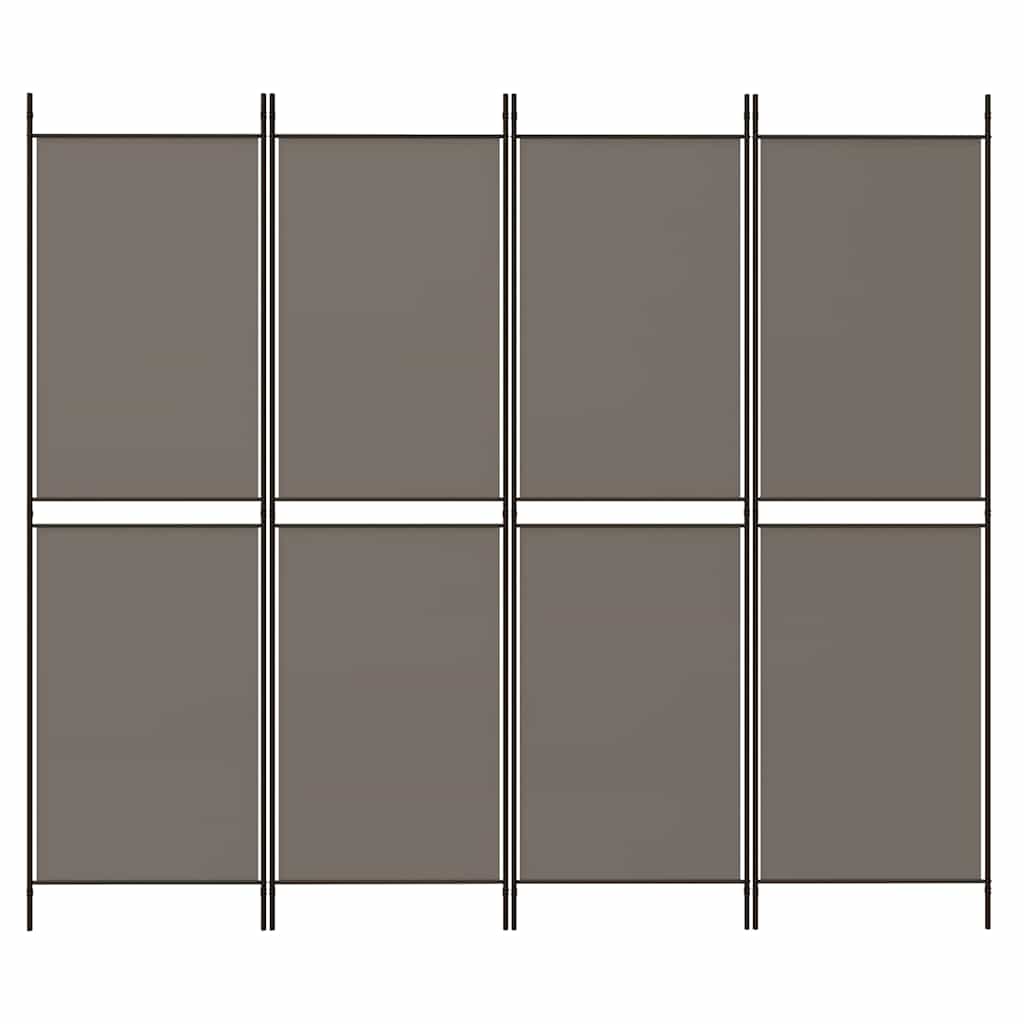 Sobna pregrada s 4 panela antracit 200 x 220 cm od tkanine