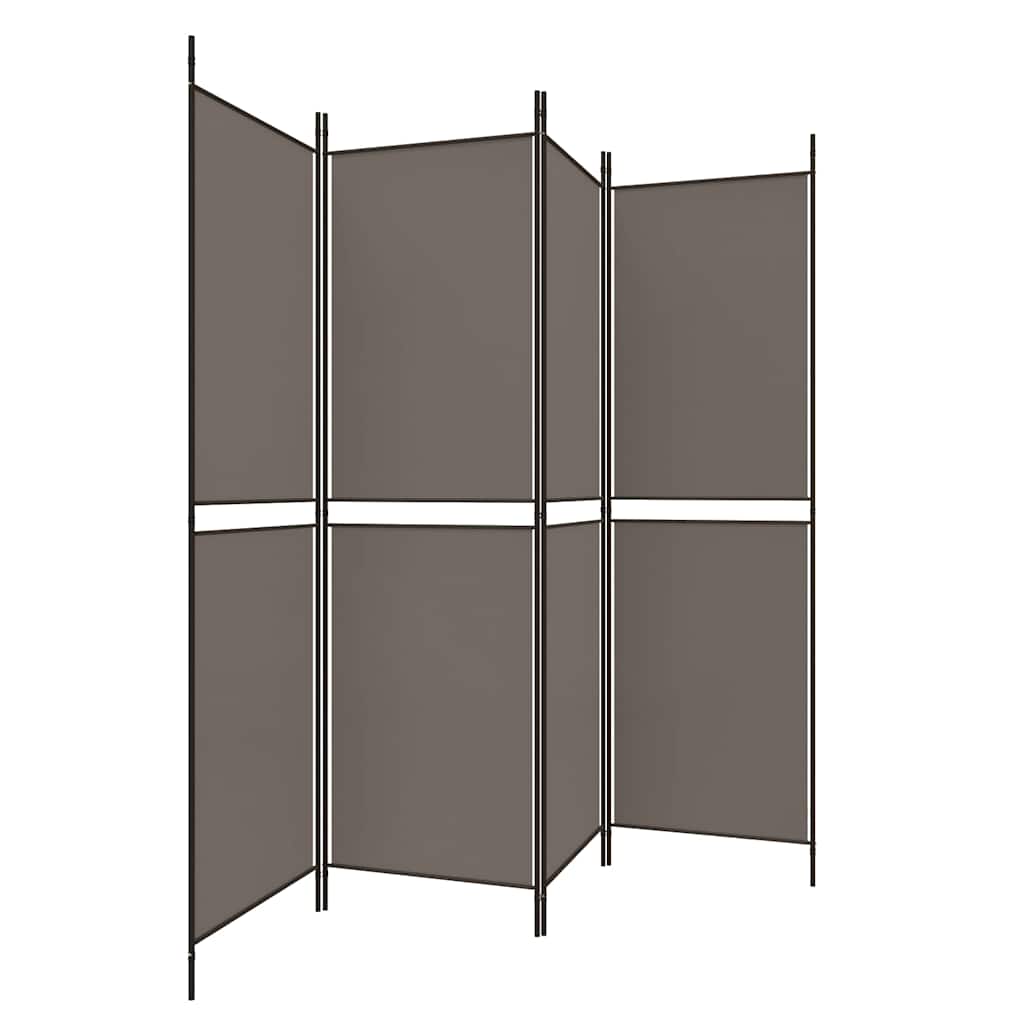 Sobna pregrada s 4 panela antracit 200 x 220 cm od tkanine