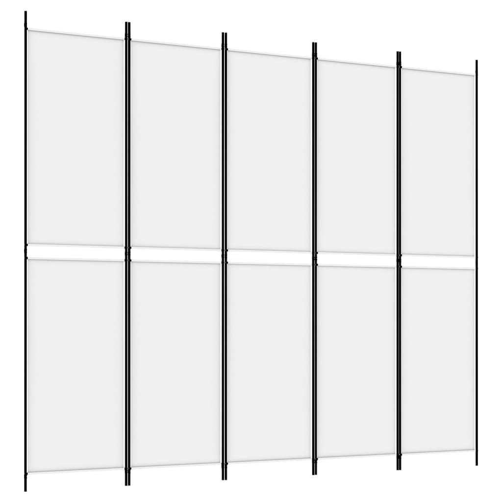 Sobna pregrada s 5 panela bijela 250 x 220 cm od tkanine