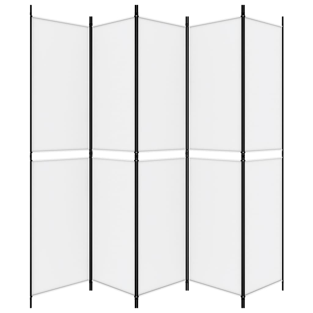 Sobna pregrada s 5 panela bijela 250 x 220 cm od tkanine