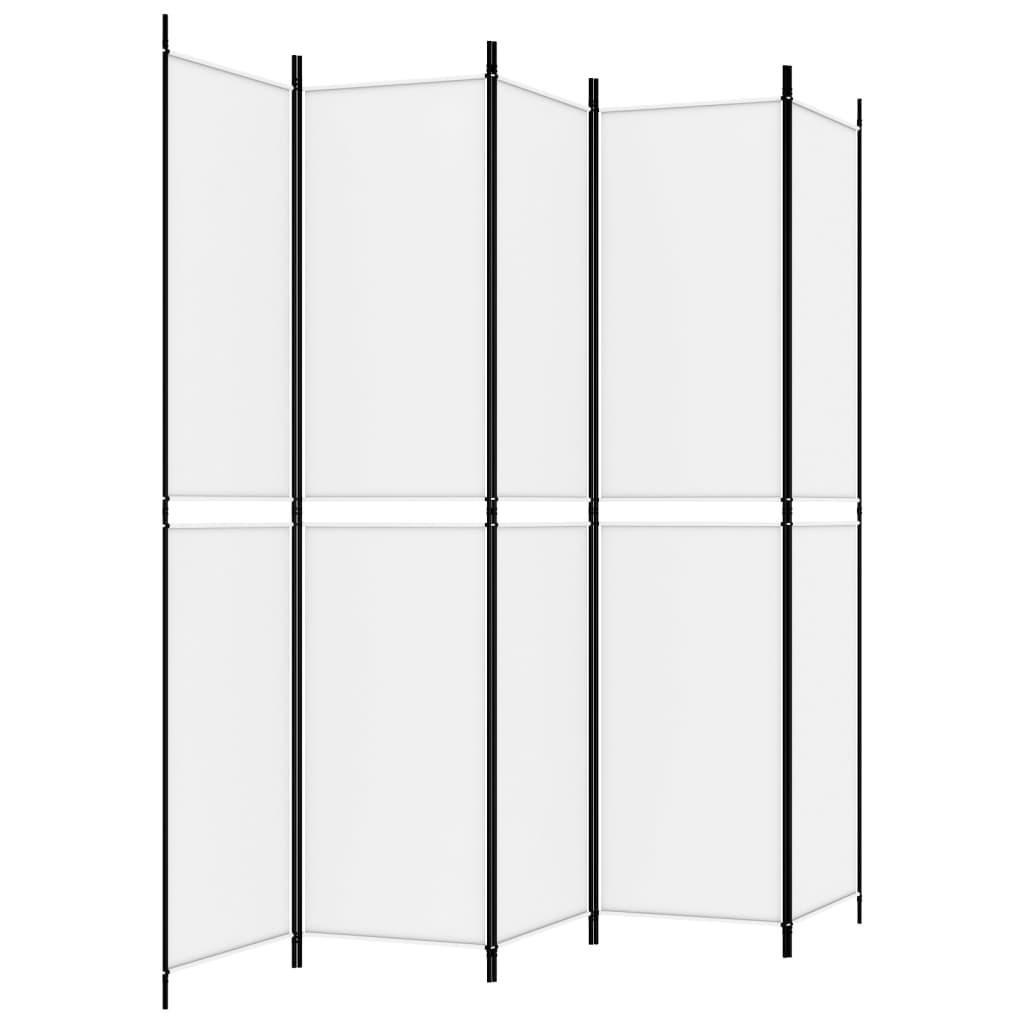 Sobna pregrada s 5 panela bijela 250 x 220 cm od tkanine