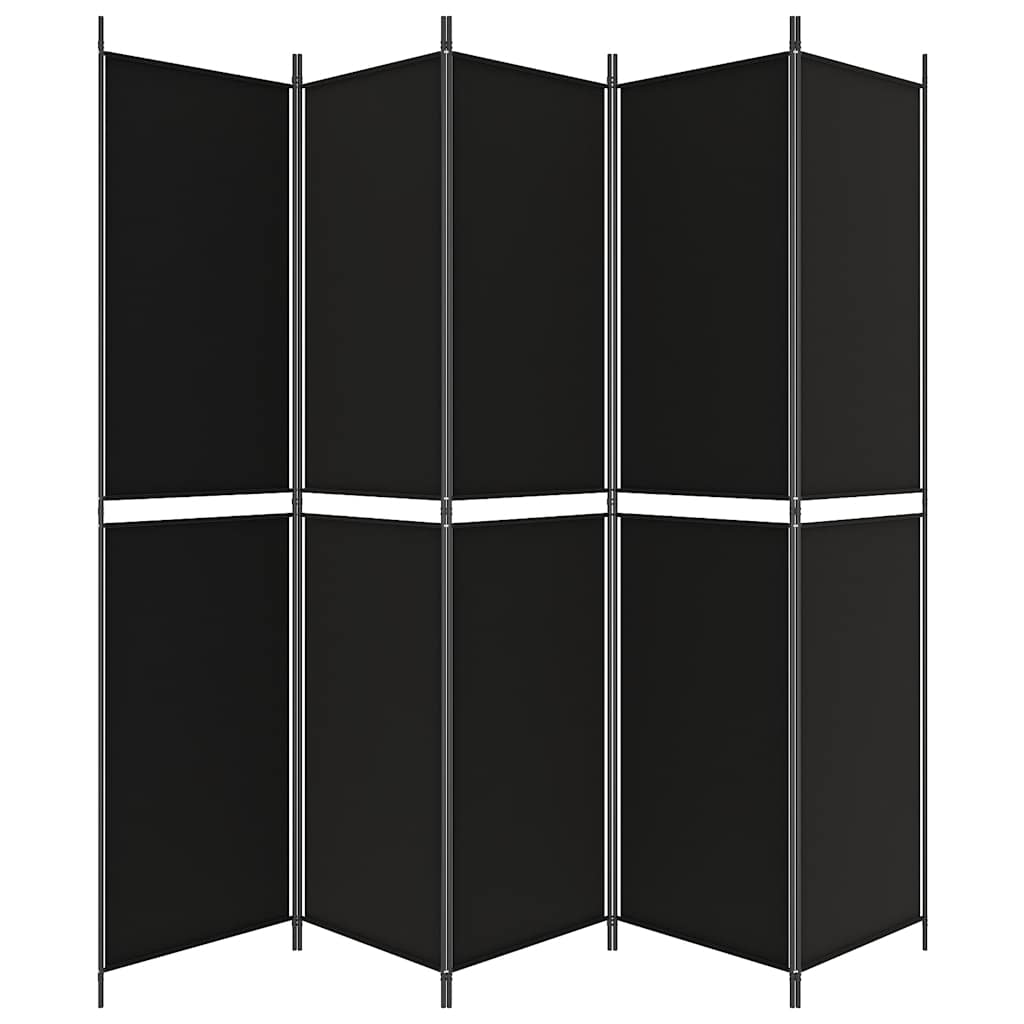 Sobna pregrada s 5 panela crna 250 x 220 cm od tkanine