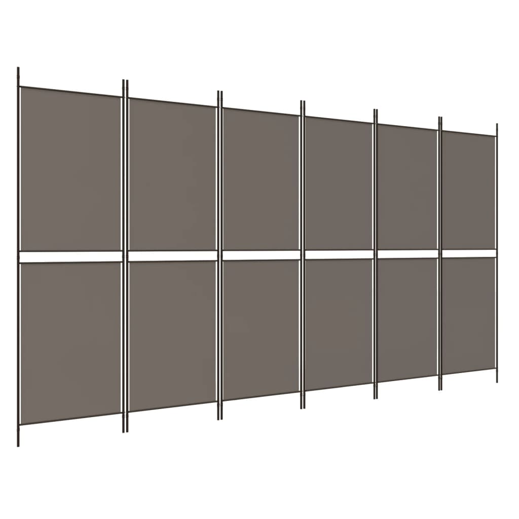Sobna pregrada s 6 panela antracit 300 x 220 cm od tkanine
