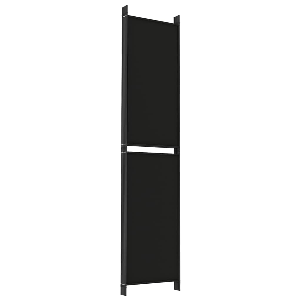 Sobna pregrada s 6 panela crna 300 x 220 cm od tkanine