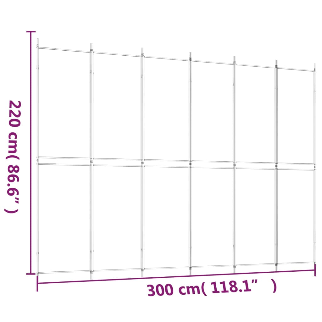 Sobna pregrada s 6 panela crna 300 x 220 cm od tkanine
