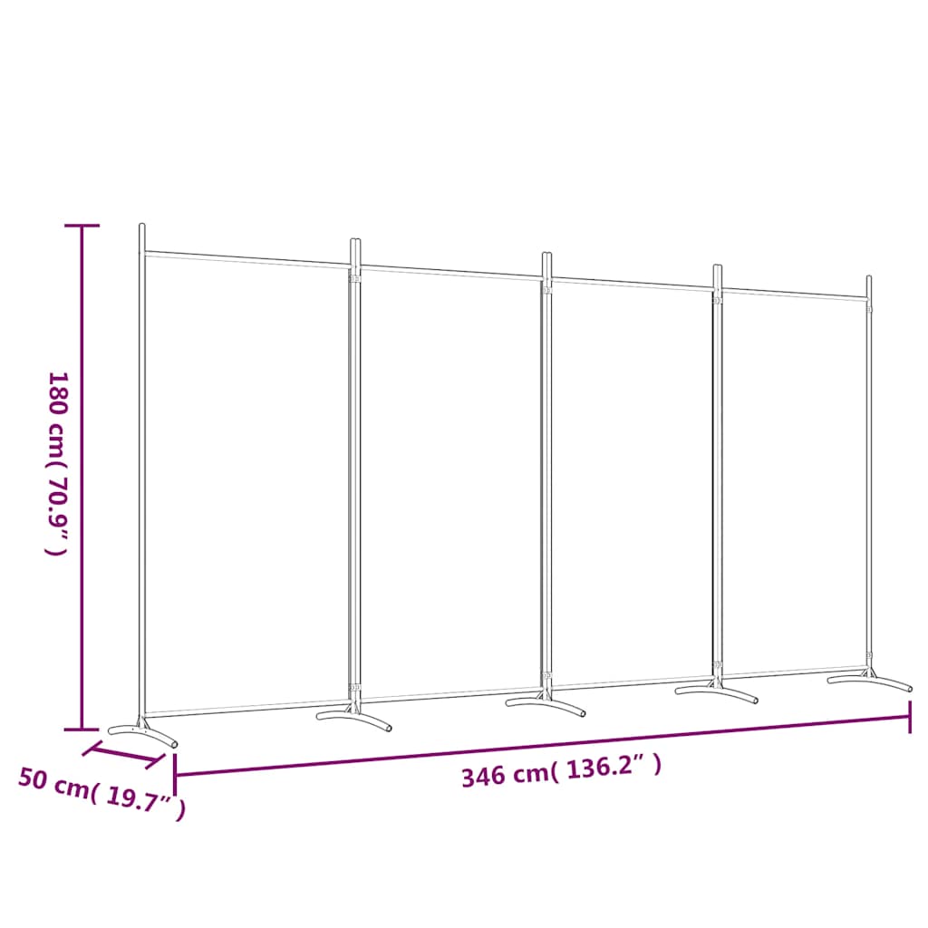 Sobna pregrada s 4 panela antracit 346 x 180 cm od tkanine