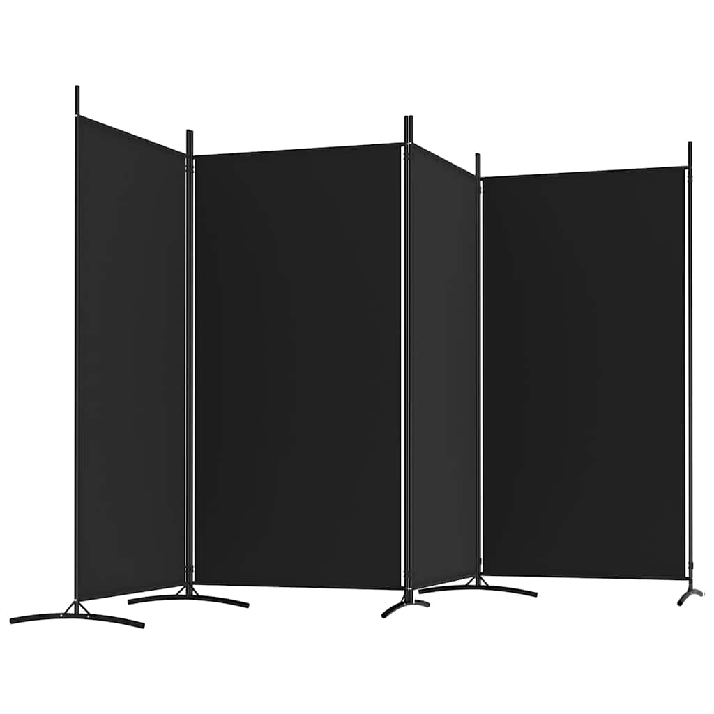 Sobna pregrada s 4 panela crna 346x180 cm od tkanine