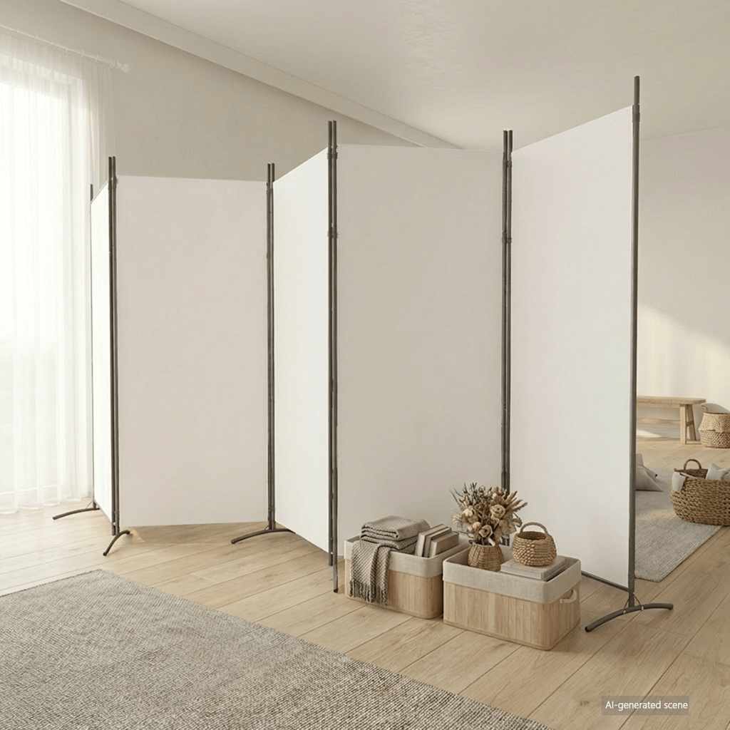 Sobna pregrada s 5 panela bijela 433x180 cm od tkanine