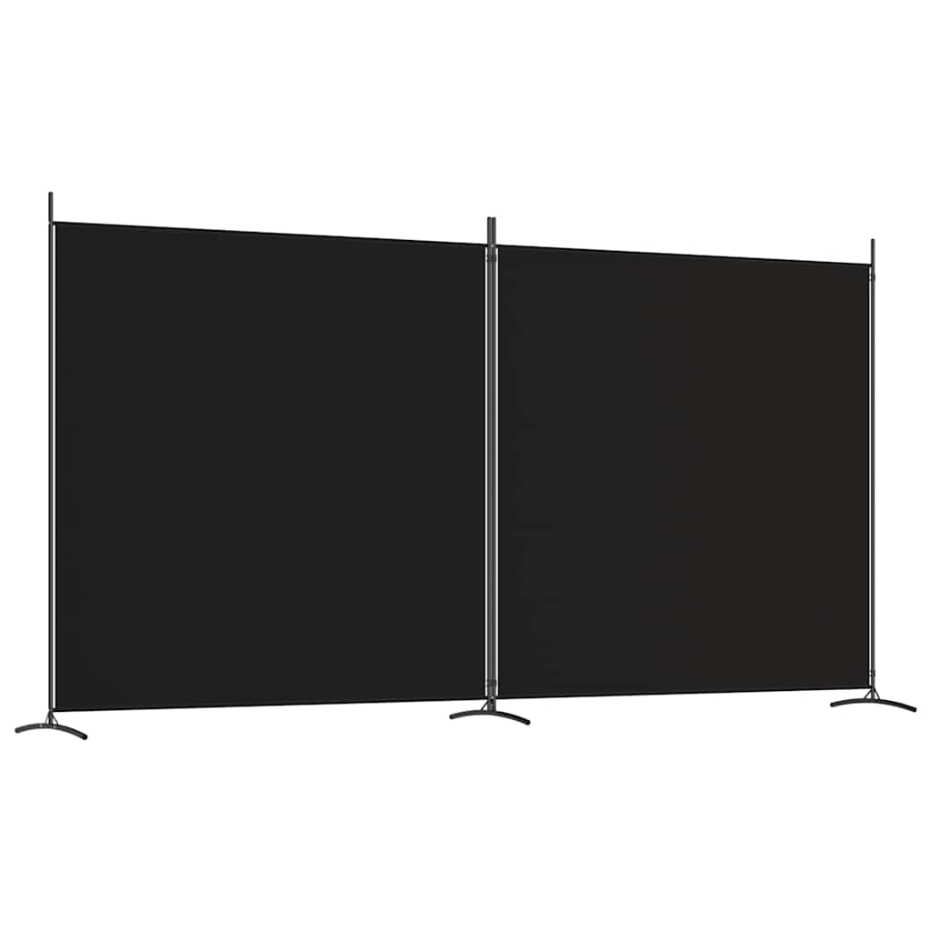 Sobna pregrada s 2 panela crna 348 x 180 cm od tkanine