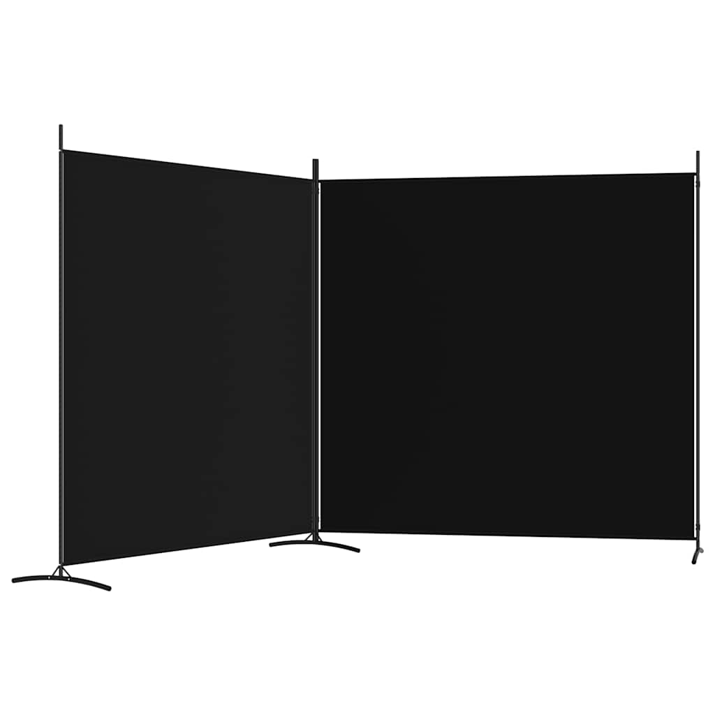 Sobna pregrada s 2 panela crna 348 x 180 cm od tkanine