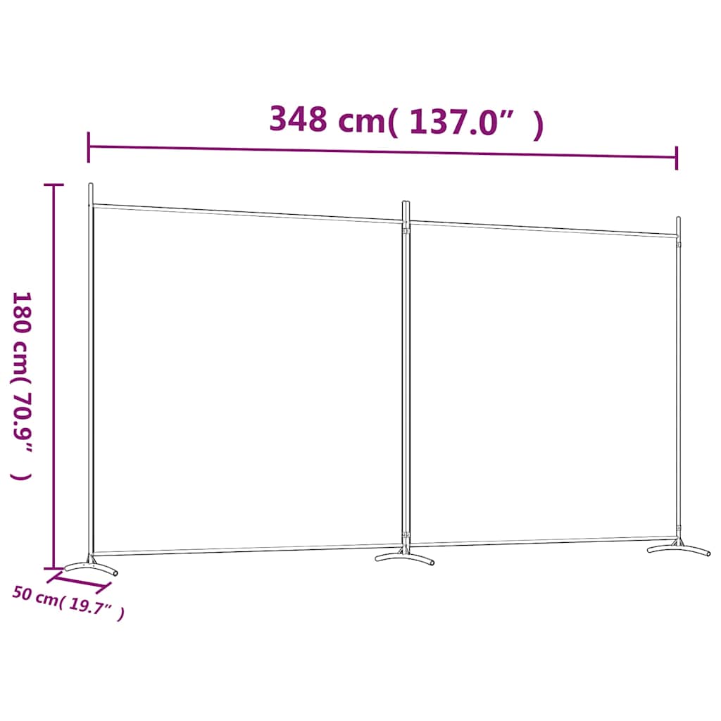 Sobna pregrada s 2 panela crna 348 x 180 cm od tkanine