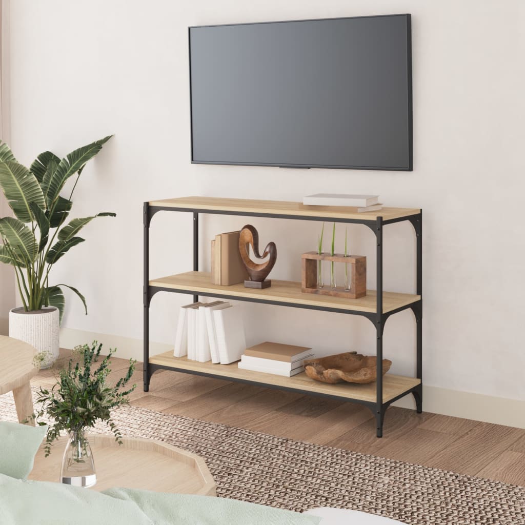 TV ormarić boja hrasta 100x33x70,5 cm konstruirano drvo i čelik
