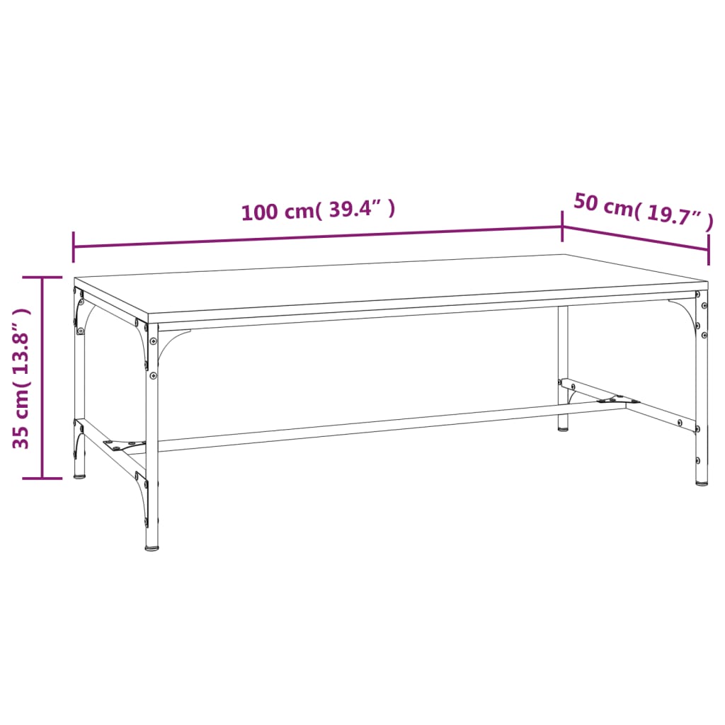 Stolić za kavu boja hrasta 100 x 50 x 35 cm konstruirano drvo