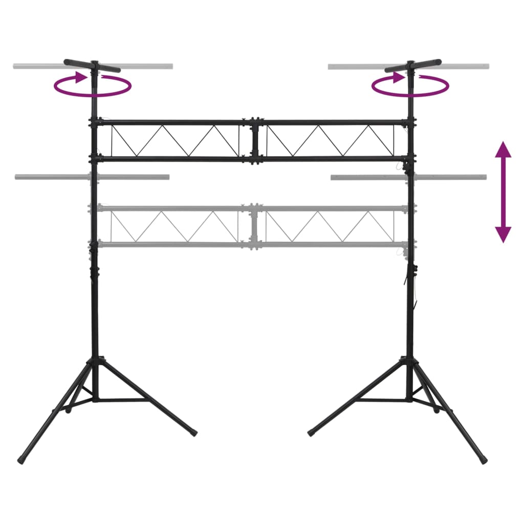 Stalak za rasvjetu crni 338x115x(180-300) cm čelični