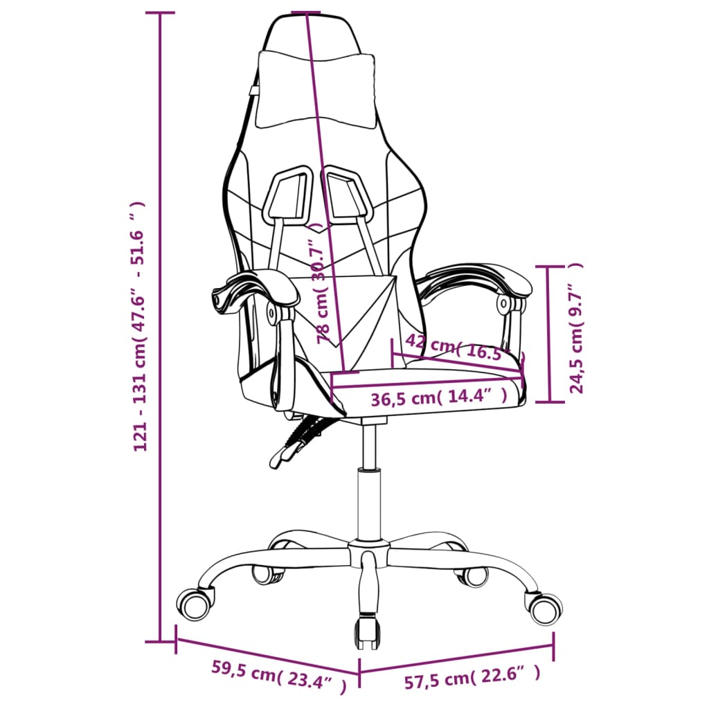 Okretna igraća stolica od umjetne kože crno-bijela