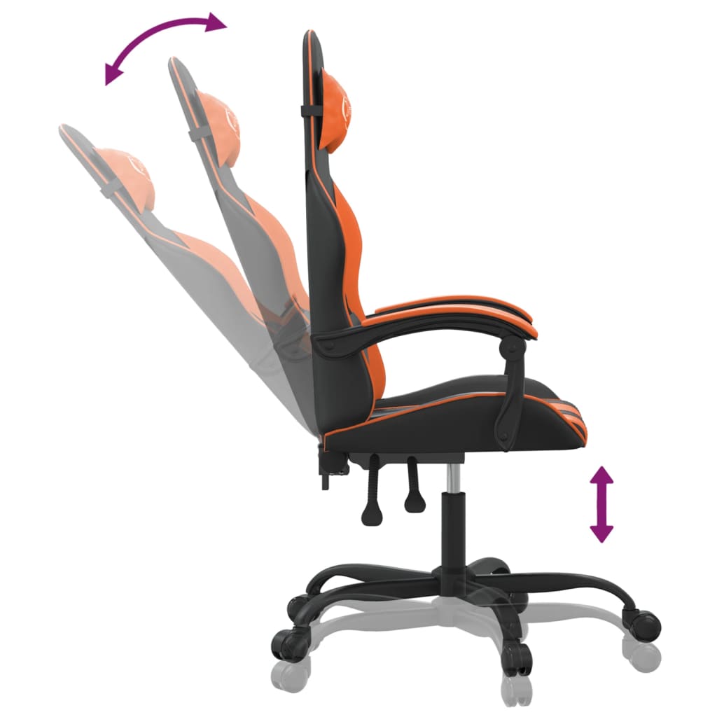 Okretna igraća stolica crno-narančasta od umjetne kože