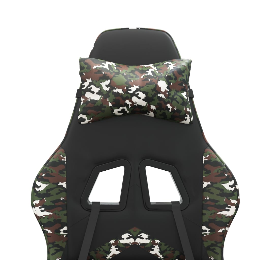 Okretna igraća stolica s osloncem crno-maskirna od umjetne kože