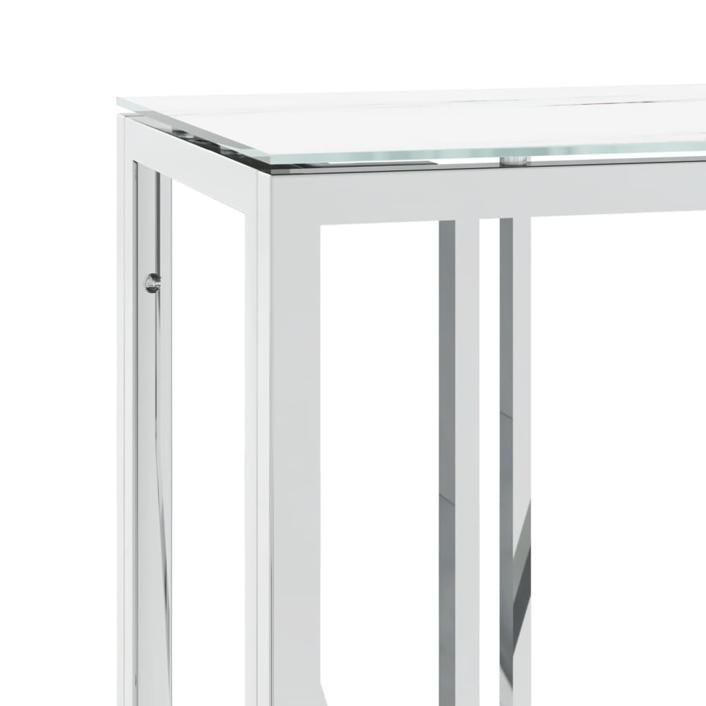 Konzolni stol srebrni 110x30x70 cm nehrđajući čelik i staklo