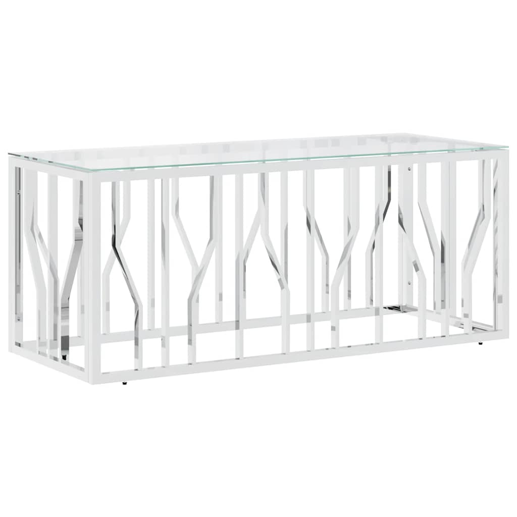 Stolić za kavu 110 x 45 x 45 cm od nehrđajućeg čelika i stakla