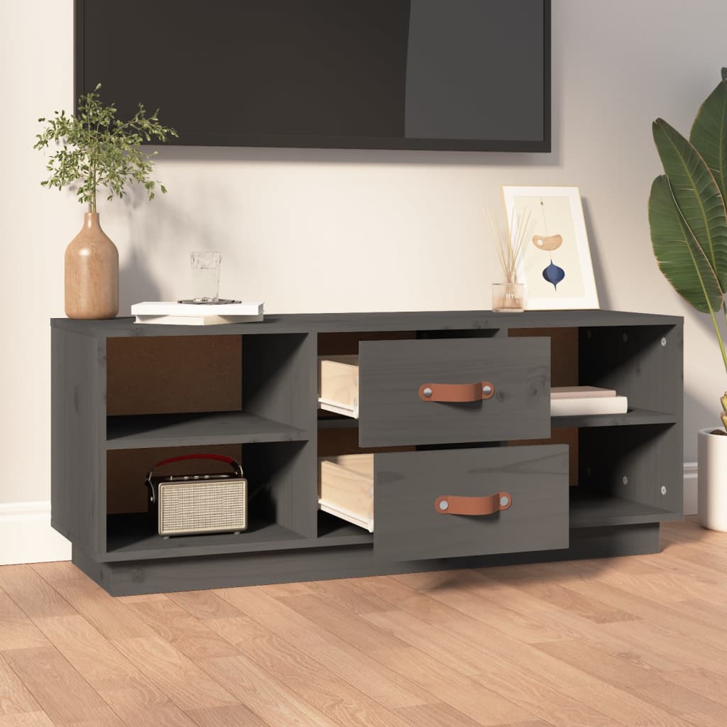 TV ormarić sivi 100x34x40 cm od masivne borovine