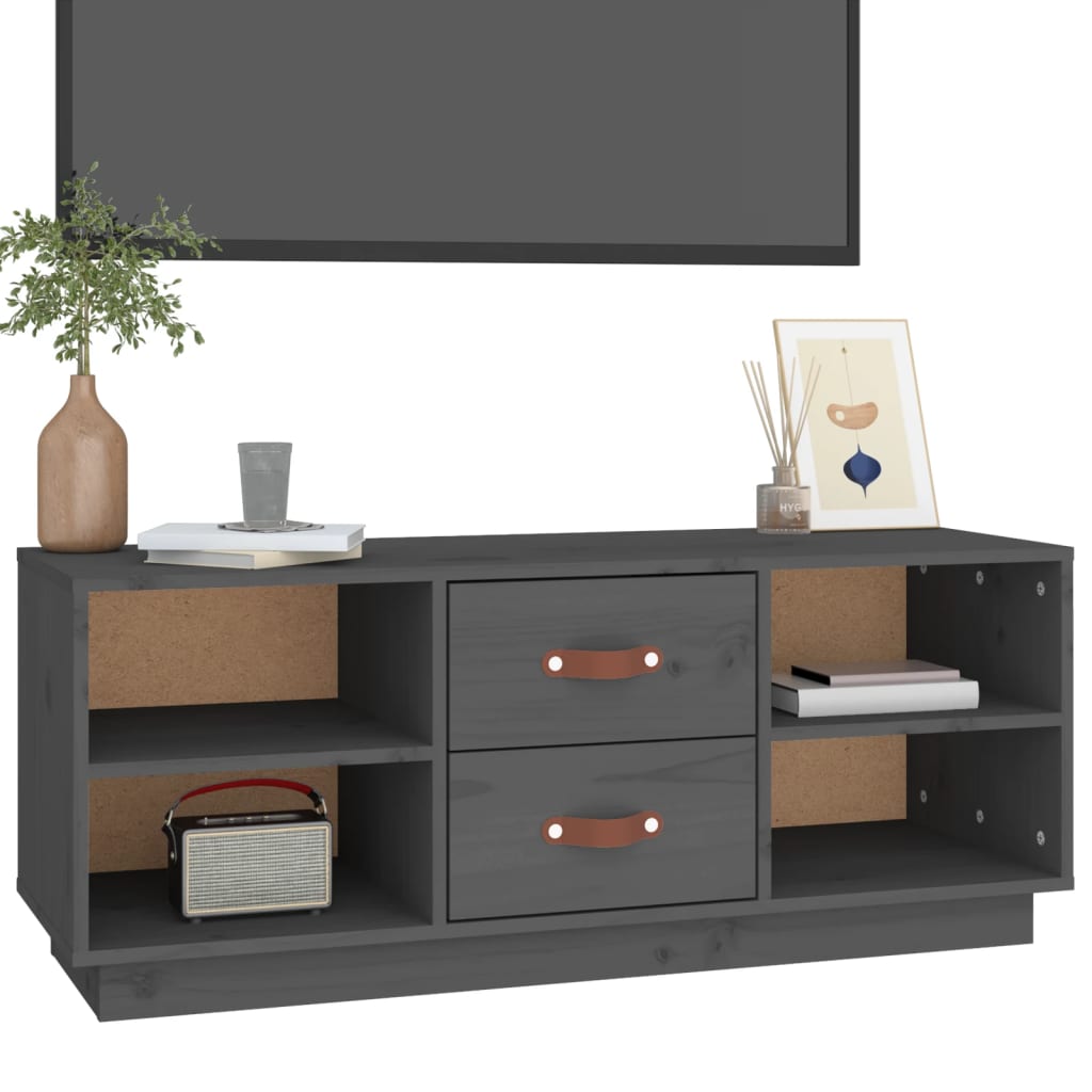 TV ormarić sivi 100x34x40 cm od masivne borovine